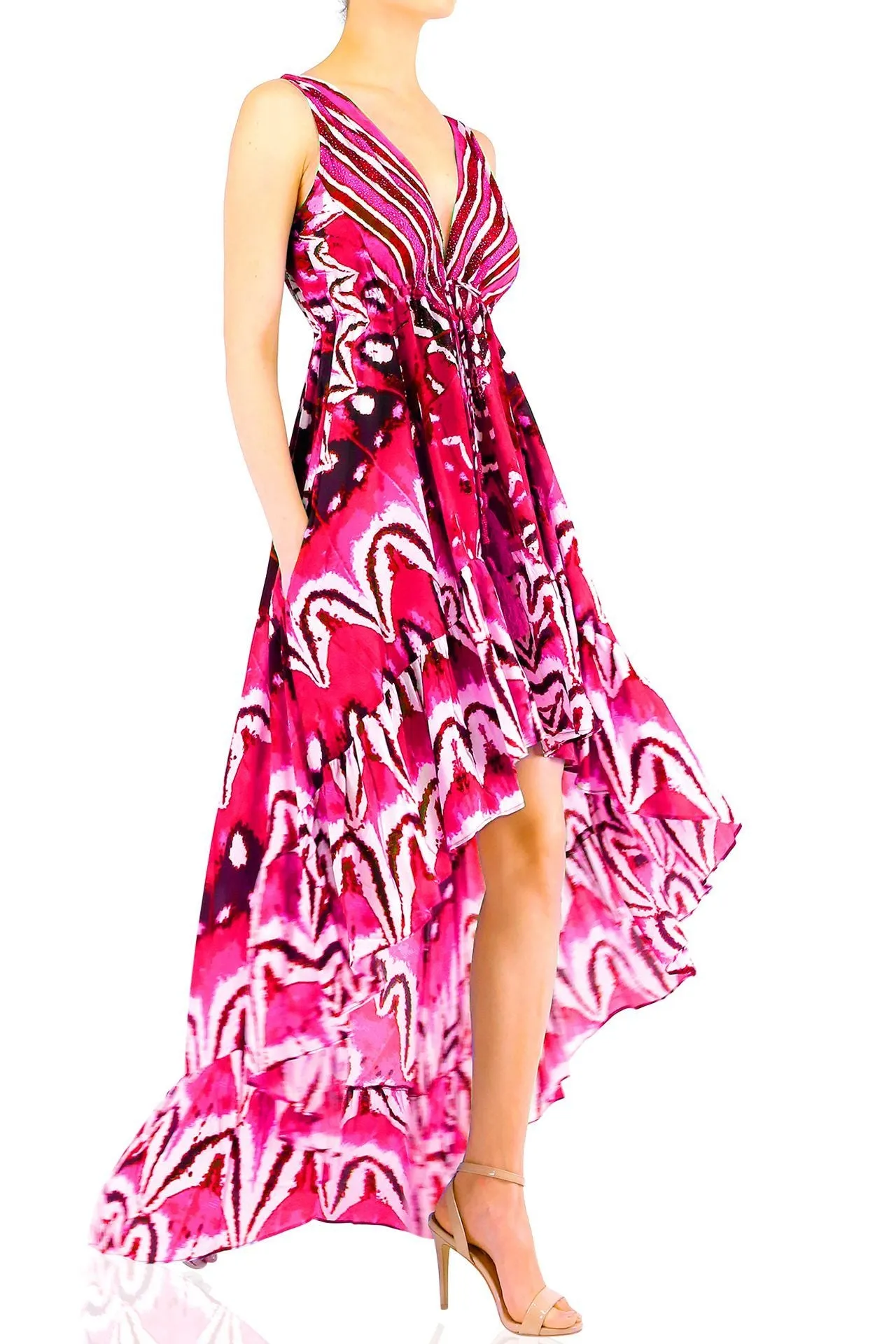 Annabella Butterfly-Print  Ruflle Maxi Dress
