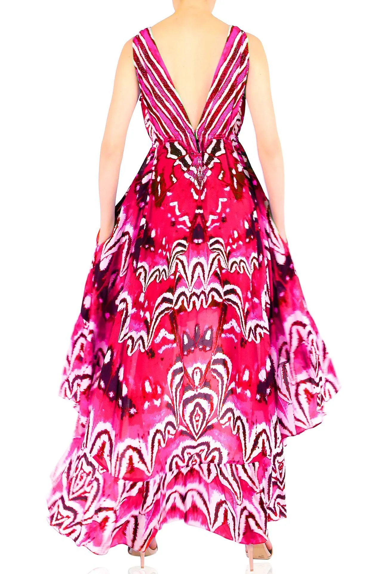 Annabella Butterfly-Print  Ruflle Maxi Dress