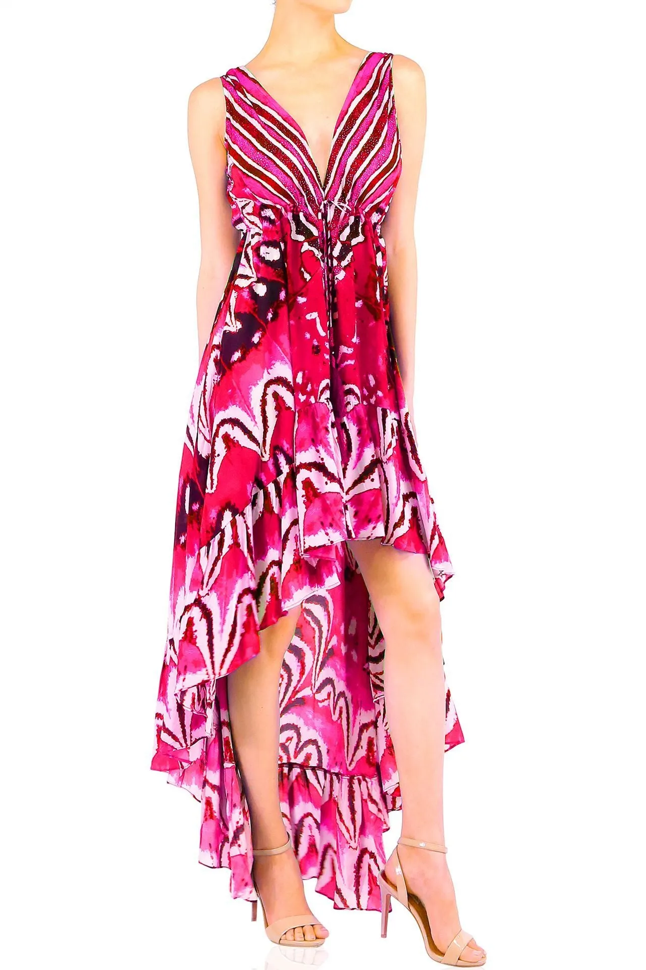 Annabella Butterfly-Print  Ruflle Maxi Dress