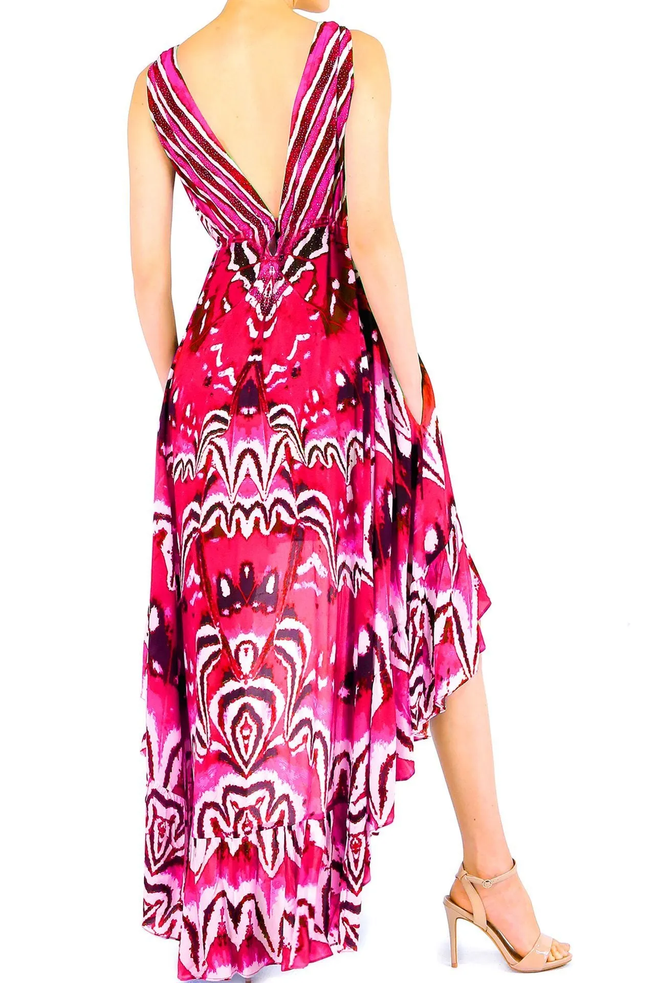 Annabella Butterfly-Print  Ruflle Maxi Dress