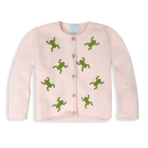 Applique Froggy Cardigan -- Pink