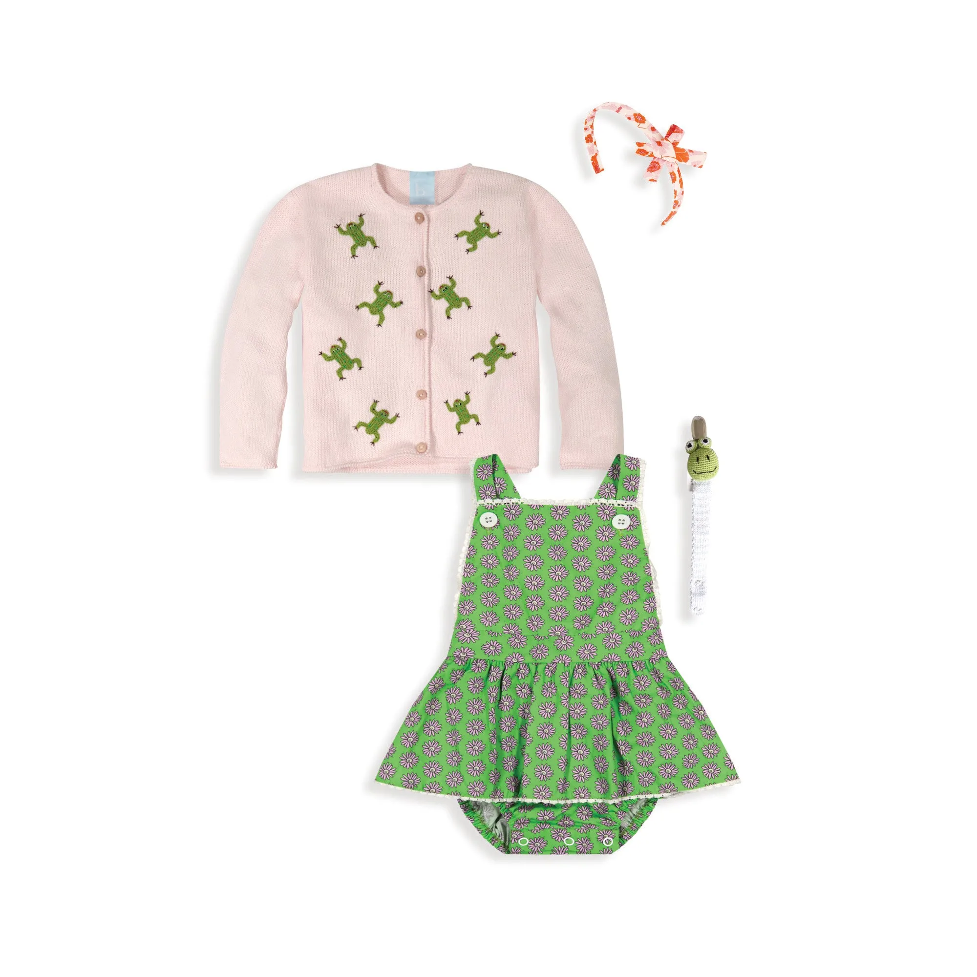 Applique Froggy Cardigan -- Pink