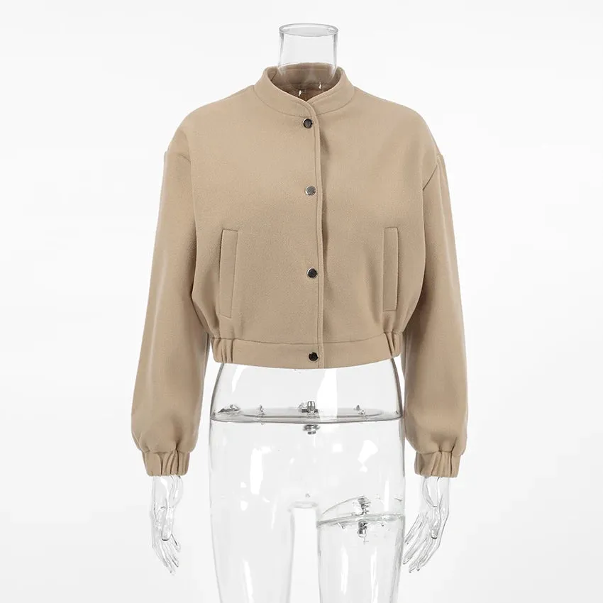 Autumn Winter Ladies Jacket Khaki Baseball Outerwear Coats
