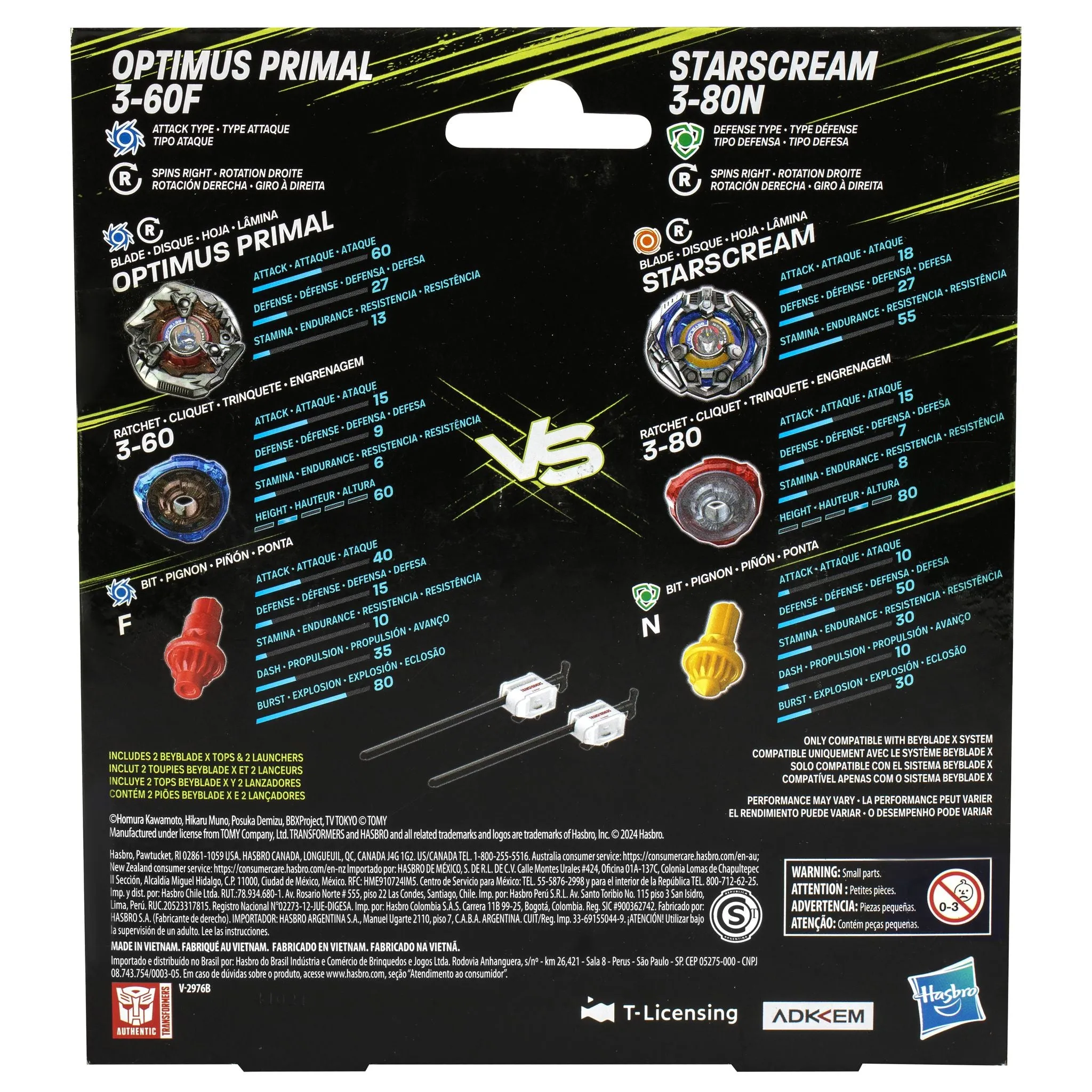 Beyblade X Transformers Collab Optimus Primal 3-60F vs. Starscream 3-80N