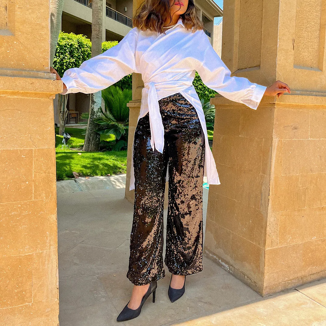 Black Wide sequin pants