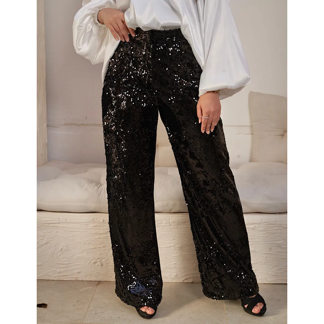 Black Wide sequin pants