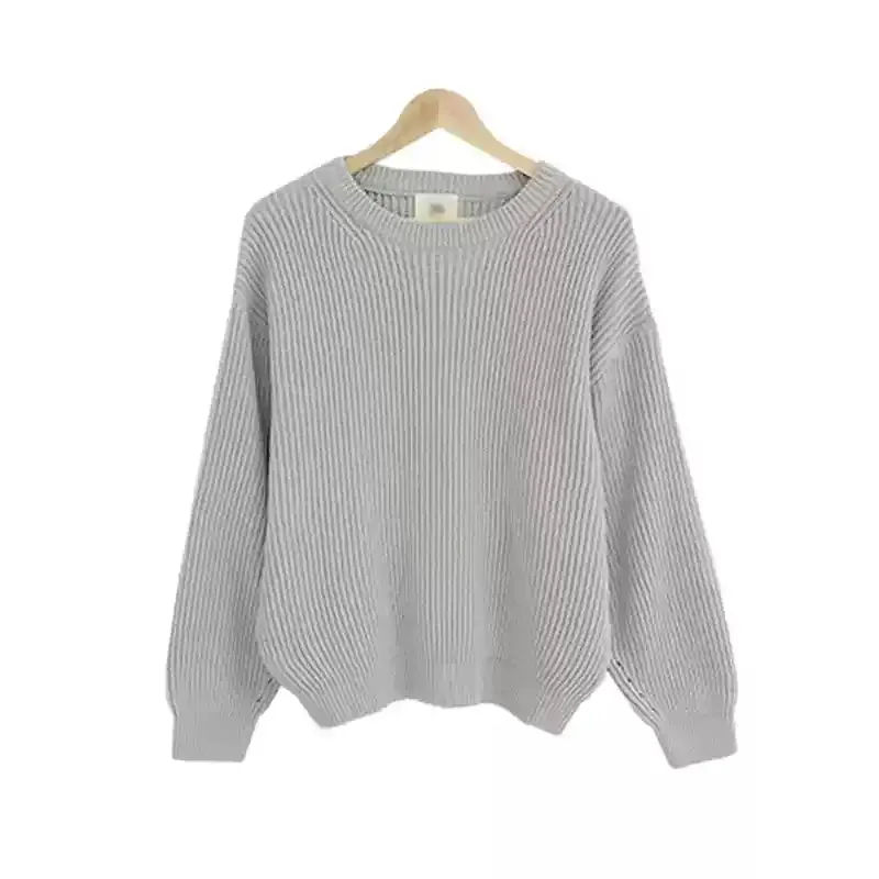 Candy Color Striped Loose Solid Color Pullover Sweater