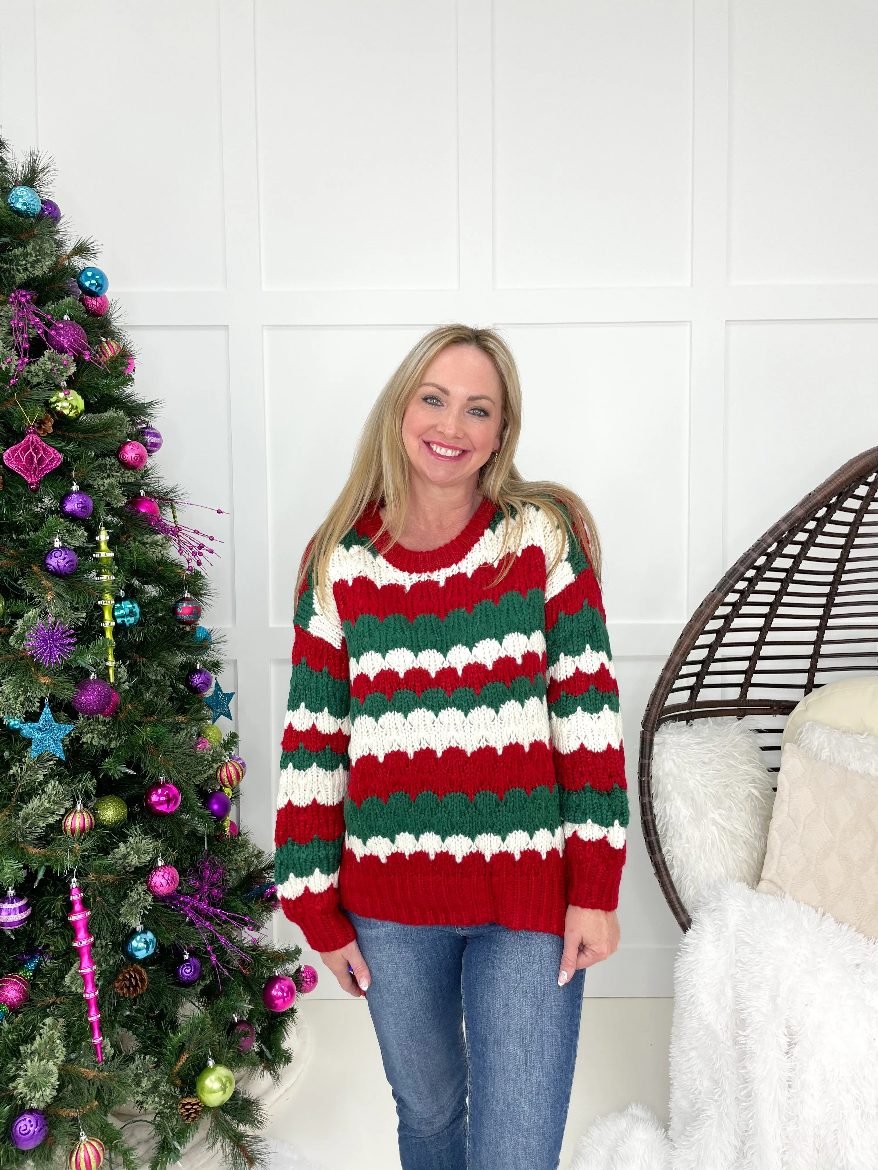 Christmas Cheer Striped Sweater