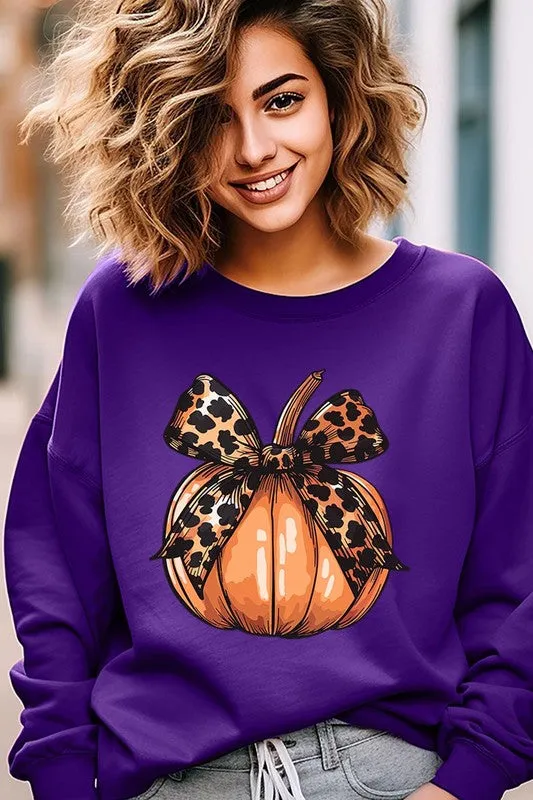 COLOR BEAR Coquette Bow Pumpkin Graphic Fleece Sweatshirts