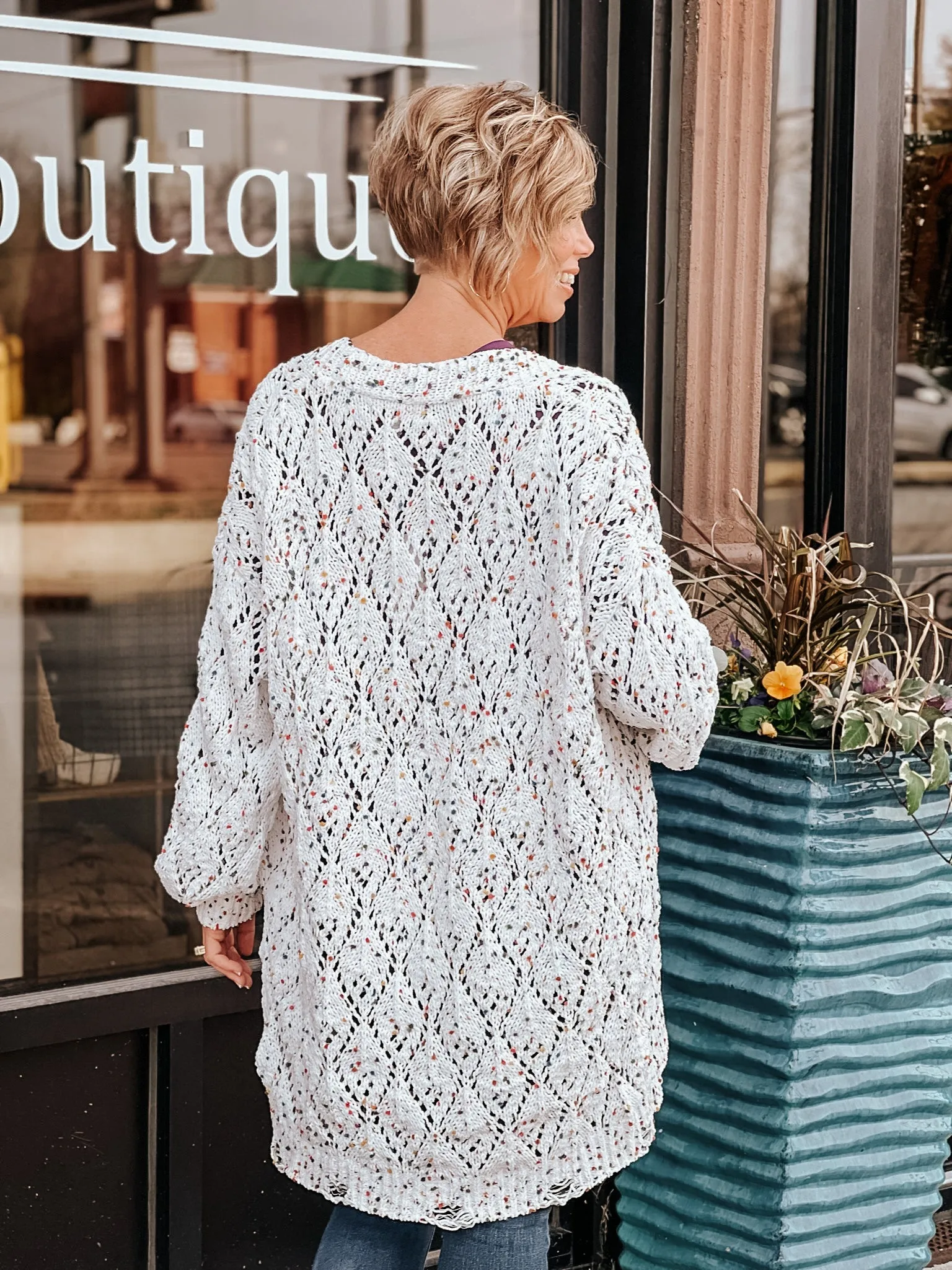 Destructed Speckled Cardigan