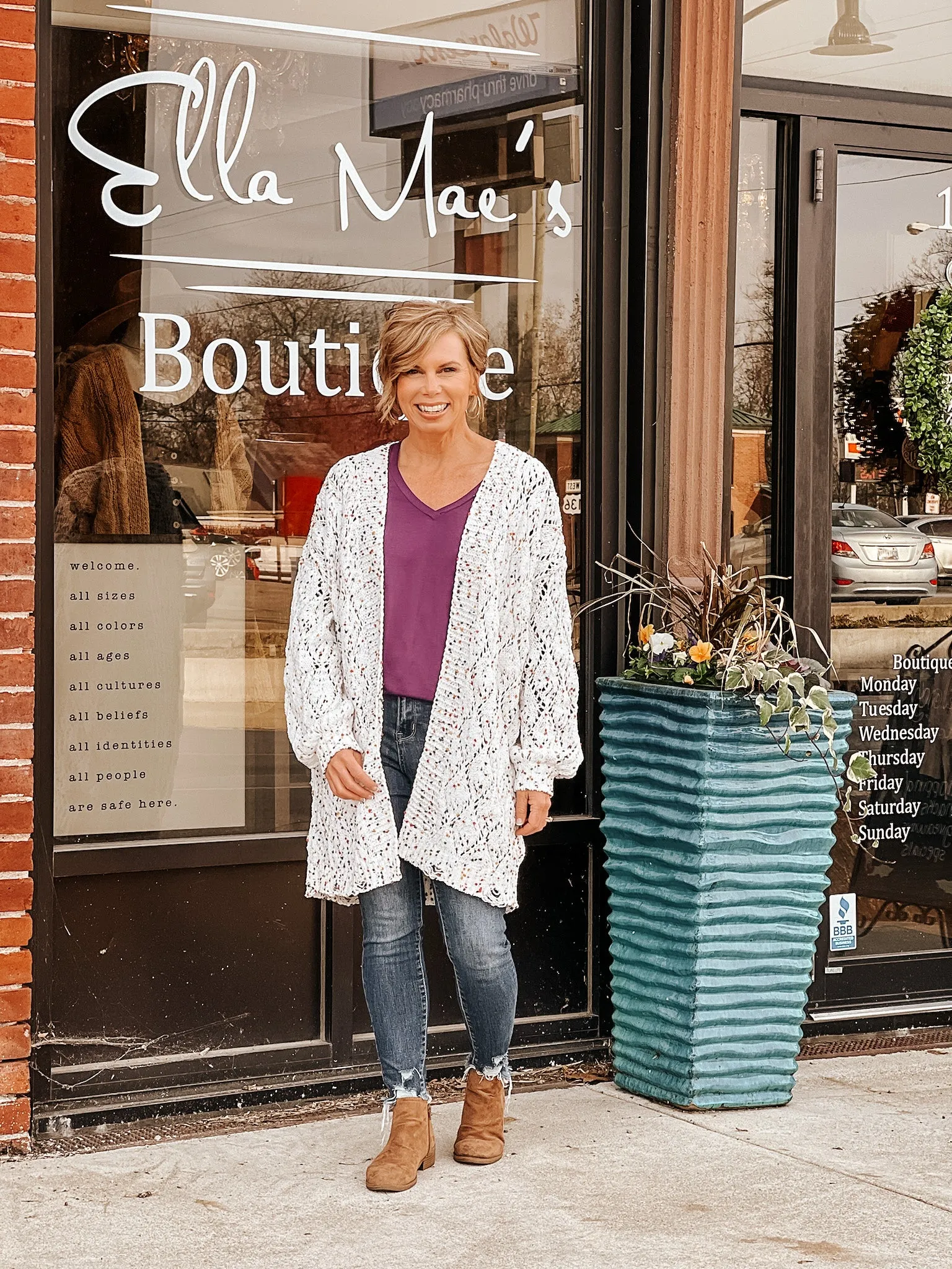 Destructed Speckled Cardigan