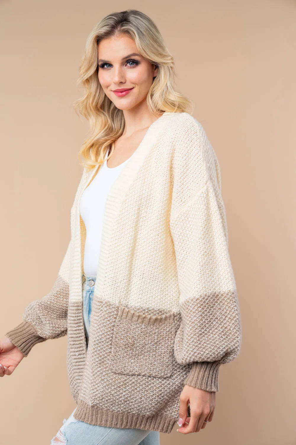 Draped in Comfort Color Blocked Sweater Cardigan