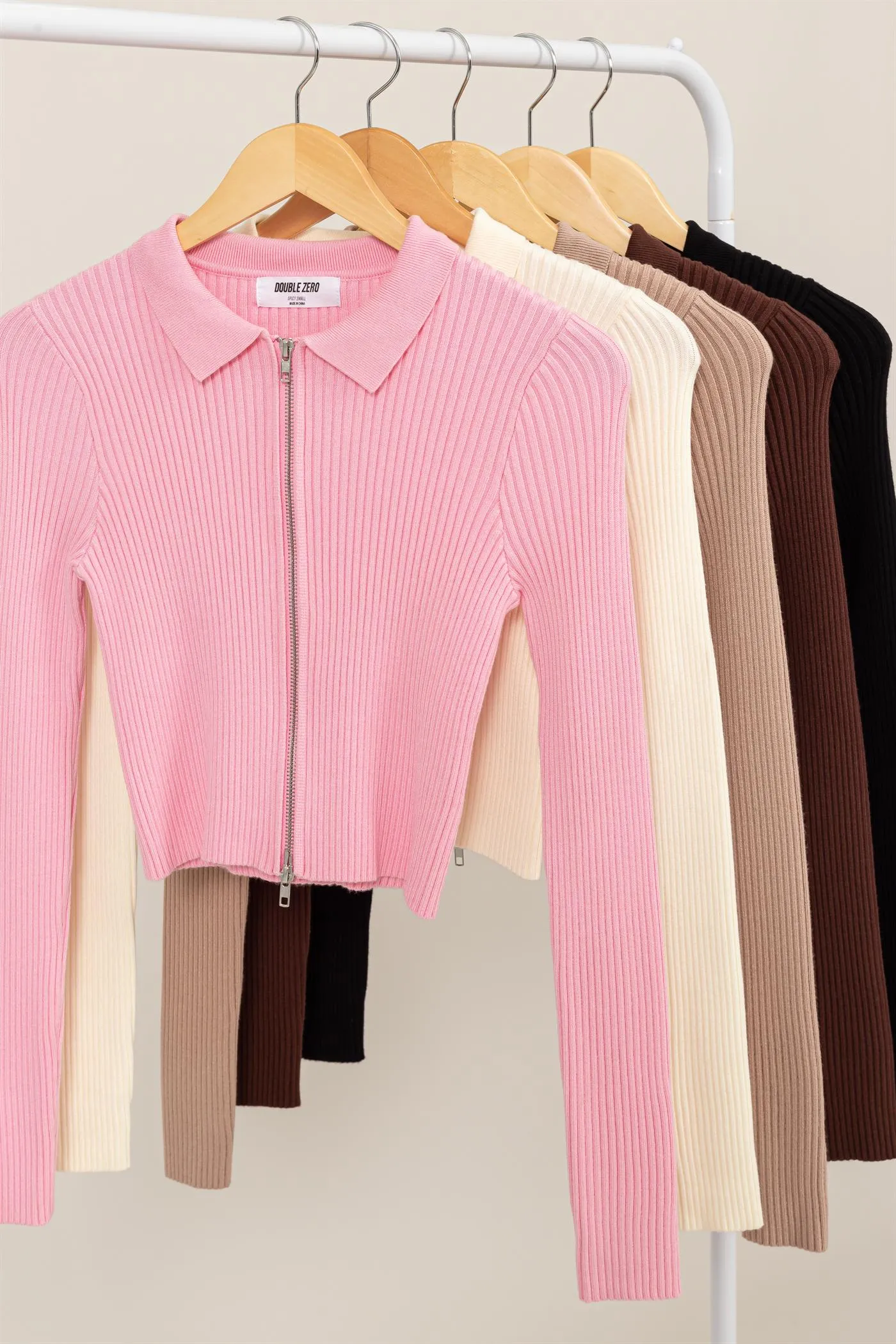 DZ24E923-FLAWLESS LOOK RIBBED DOUBLE ZIP TOP