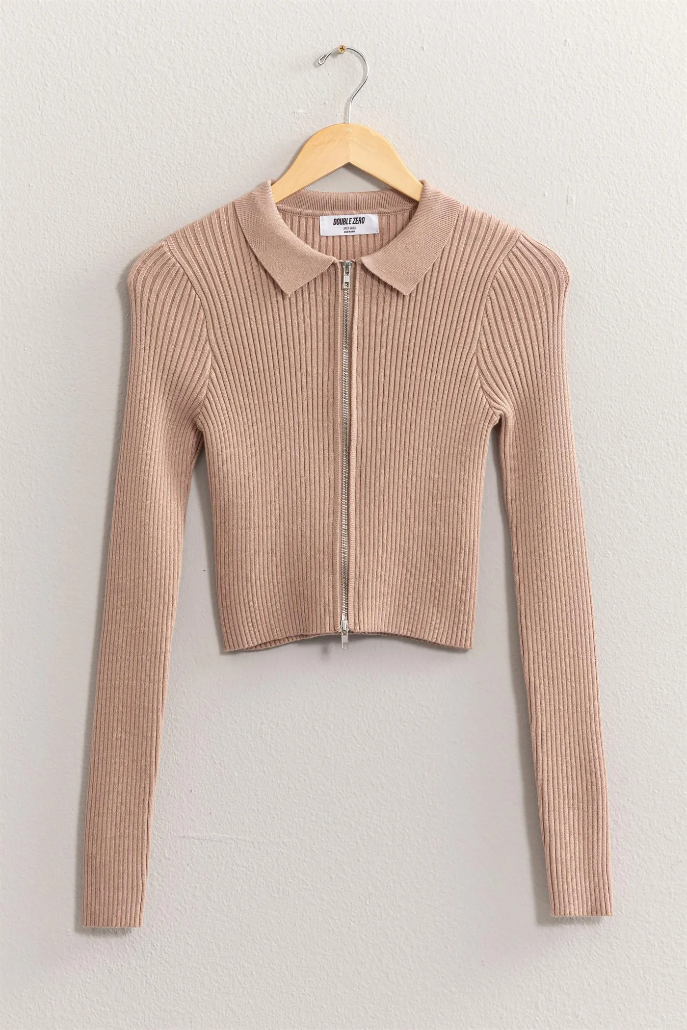 DZ24E923-FLAWLESS LOOK RIBBED DOUBLE ZIP TOP
