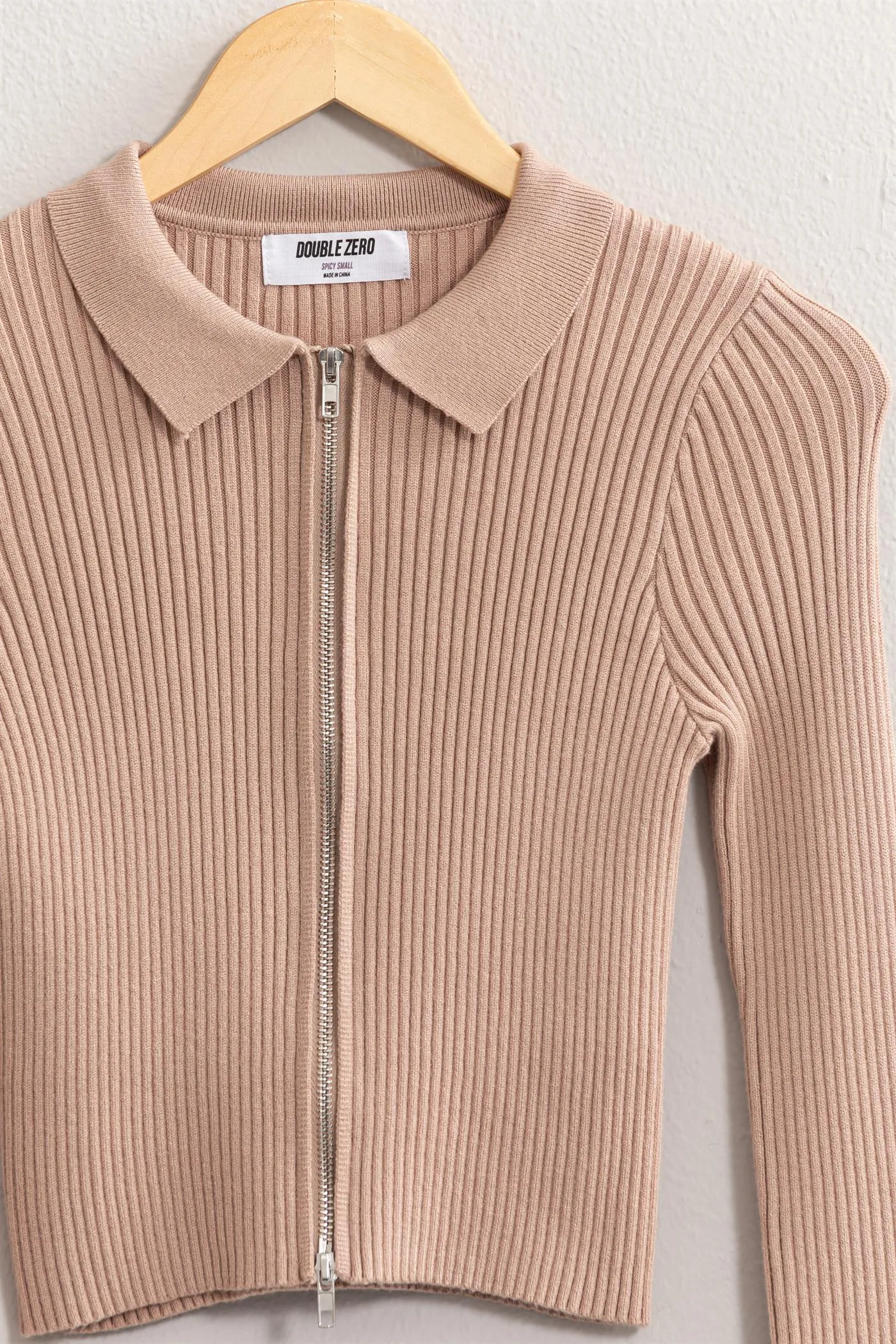 DZ24E923-FLAWLESS LOOK RIBBED DOUBLE ZIP TOP