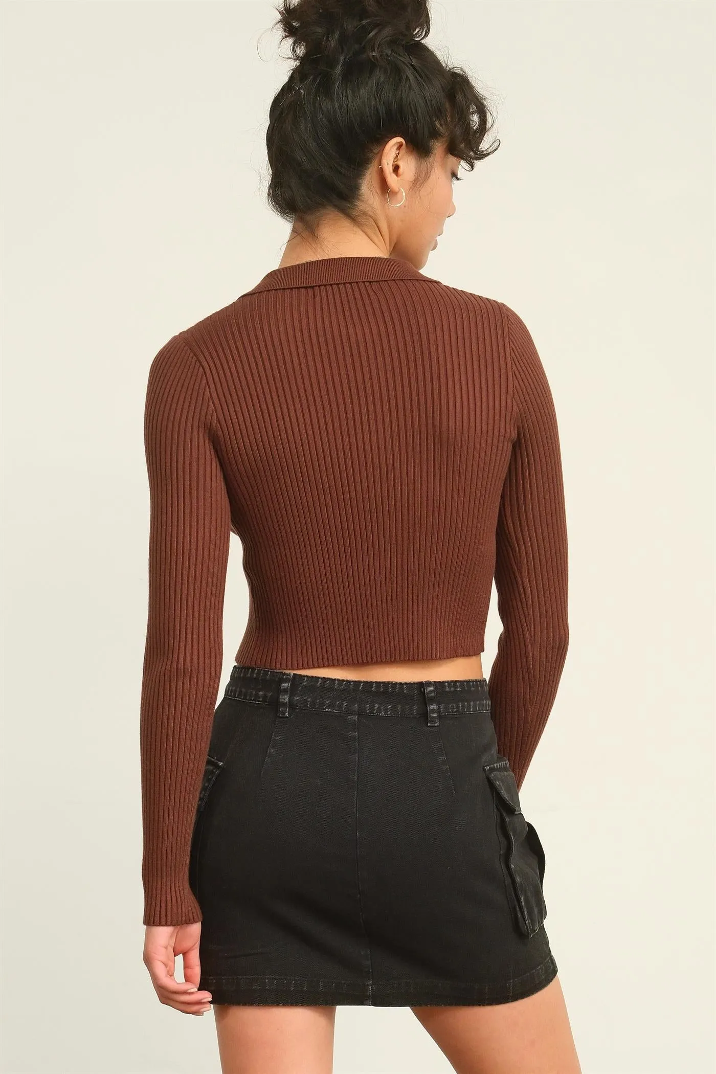 DZ24E923-FLAWLESS LOOK RIBBED DOUBLE ZIP TOP