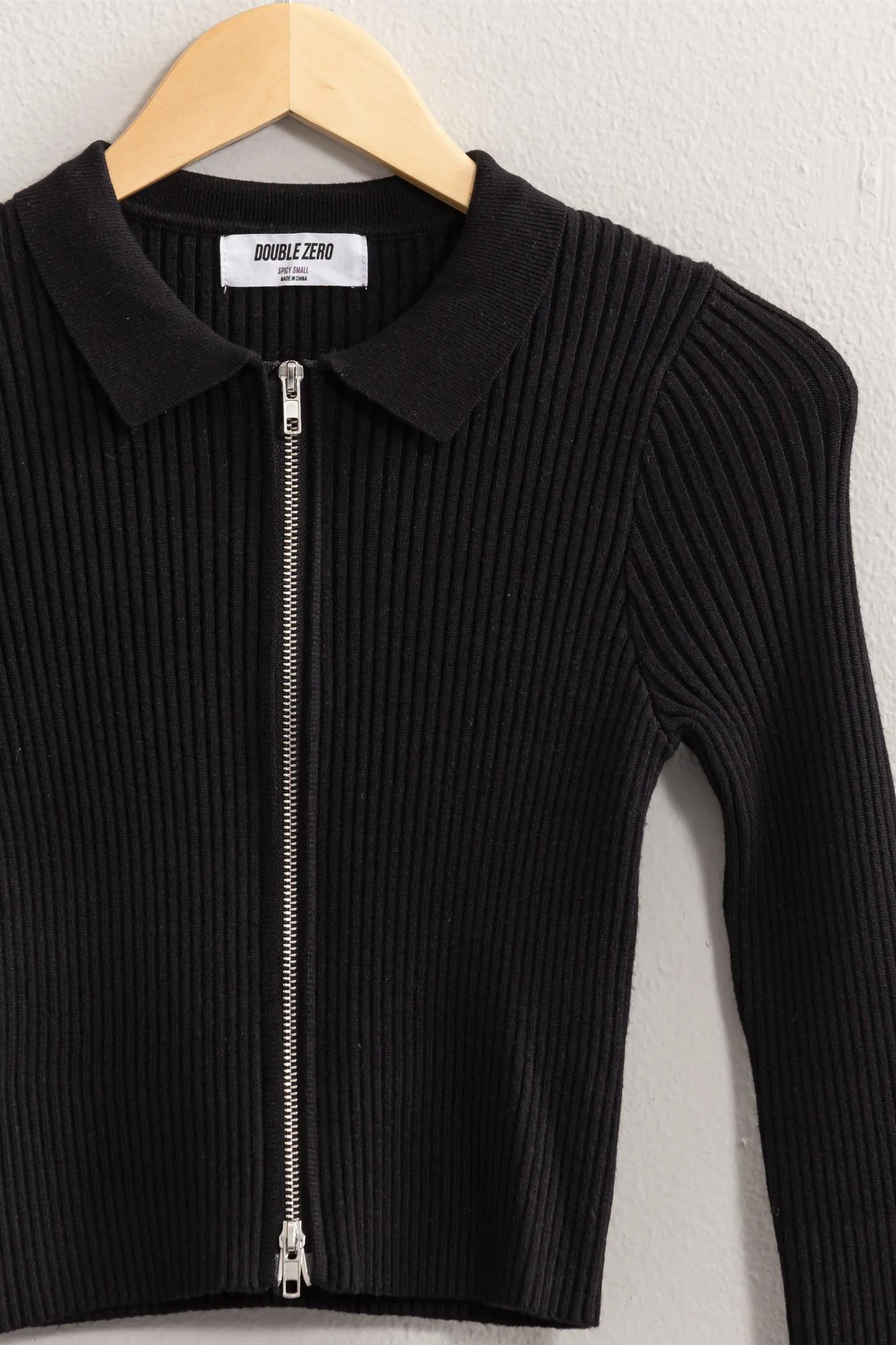 DZ24E923-FLAWLESS LOOK RIBBED DOUBLE ZIP TOP