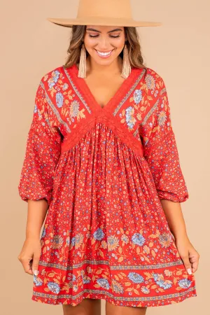 Feeling So Right Red Floral Boho Dress