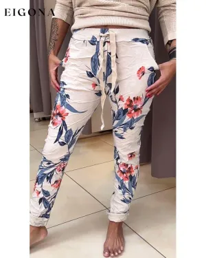 Floral print slim fit pants