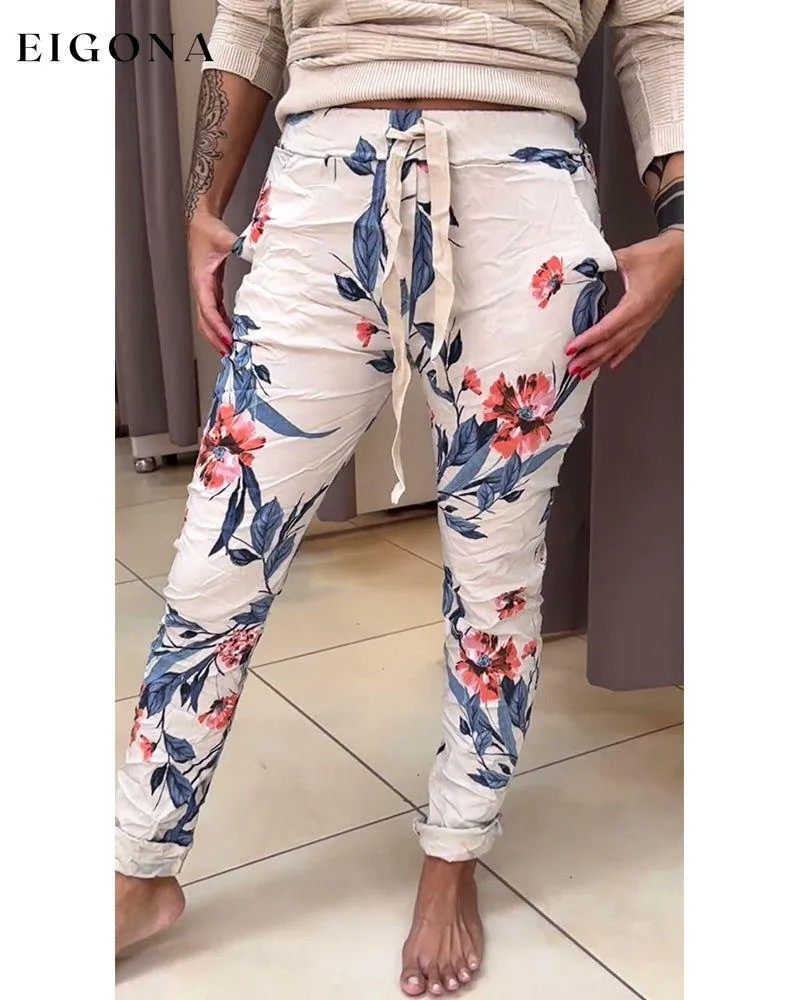 Floral print slim fit pants