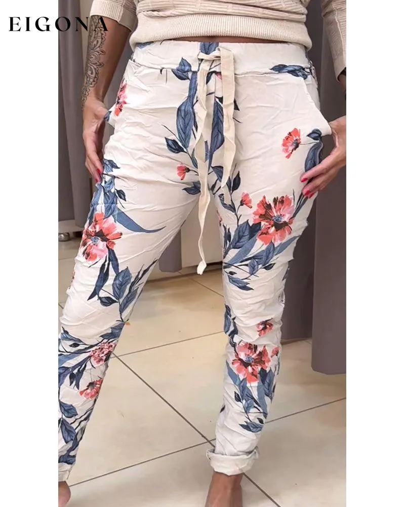 Floral print slim fit pants