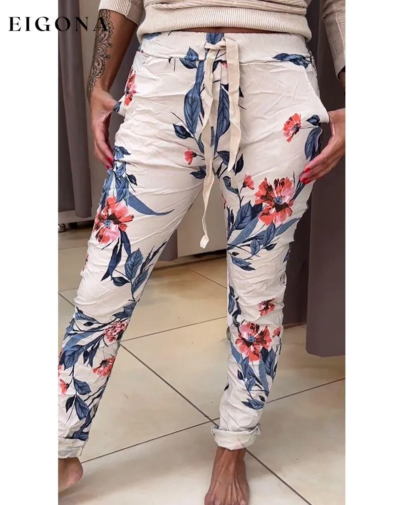 Floral print slim fit pants