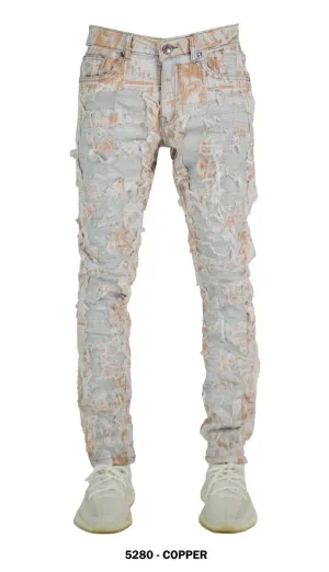 Focus 'Patchwork' Stacked Denim (Copper) 5280