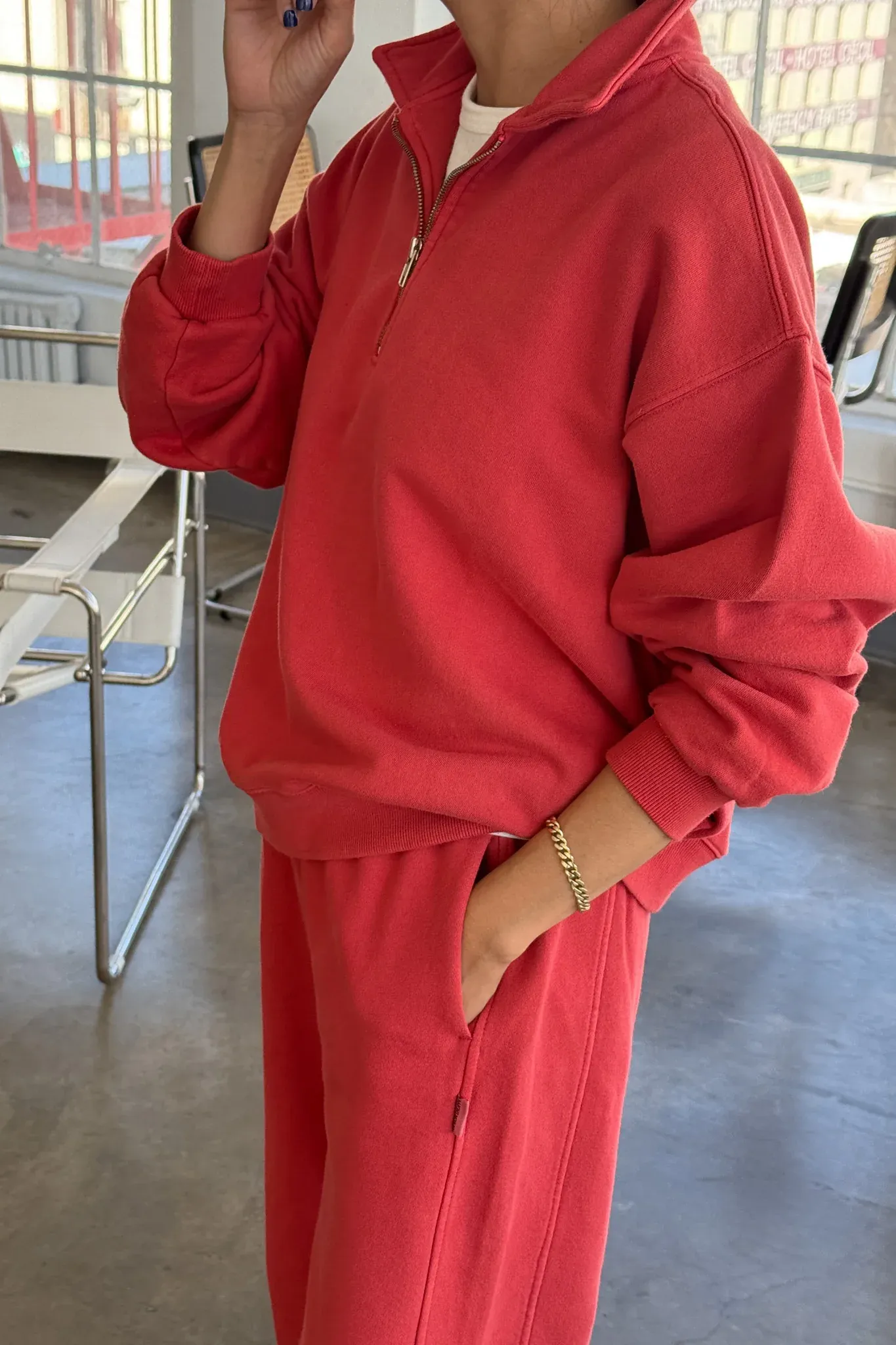 French Terry Noah Top - Coral Red