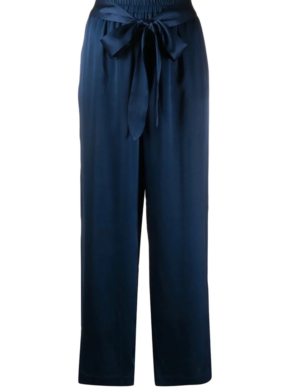 Gold Hawk Slit Silk Wide-Leg Pant - Navy