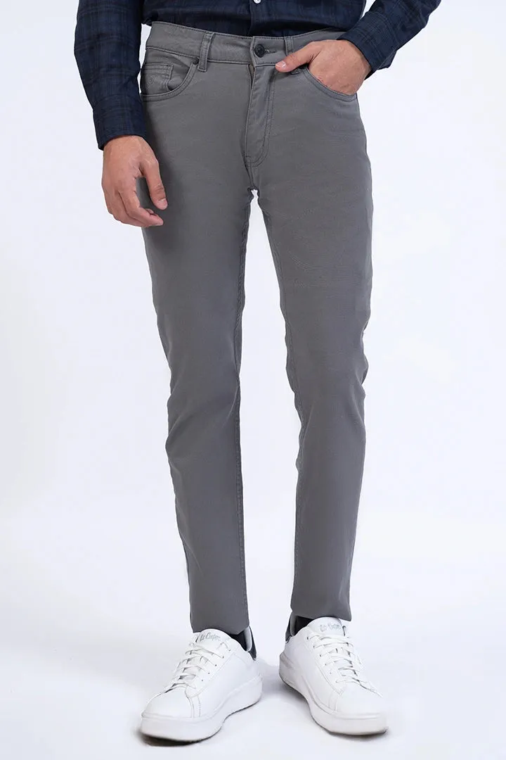 Grey Slim Fit Five Pocket Pants