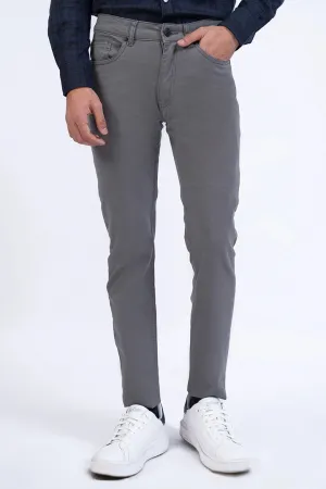Grey Slim Fit Five Pocket Pants