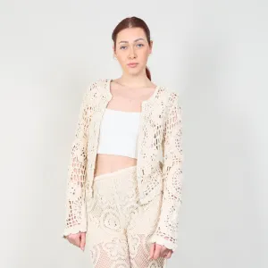 Handmade floral crochet cardigan with open front wholesale