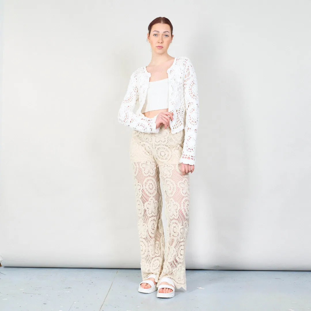 Handmade floral crochet cardigan with open front wholesale