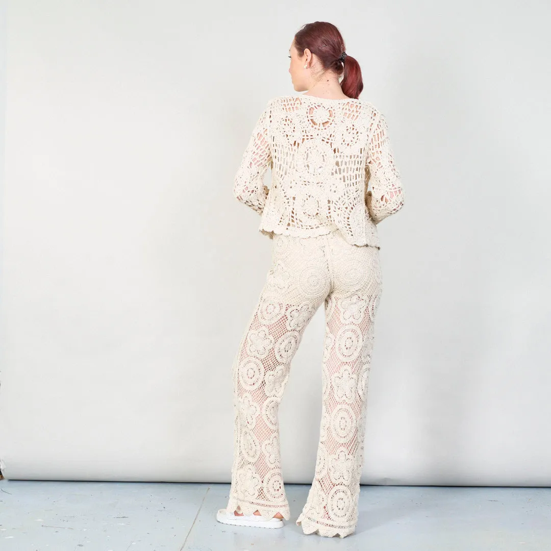 Handmade floral crochet cardigan with open front wholesale