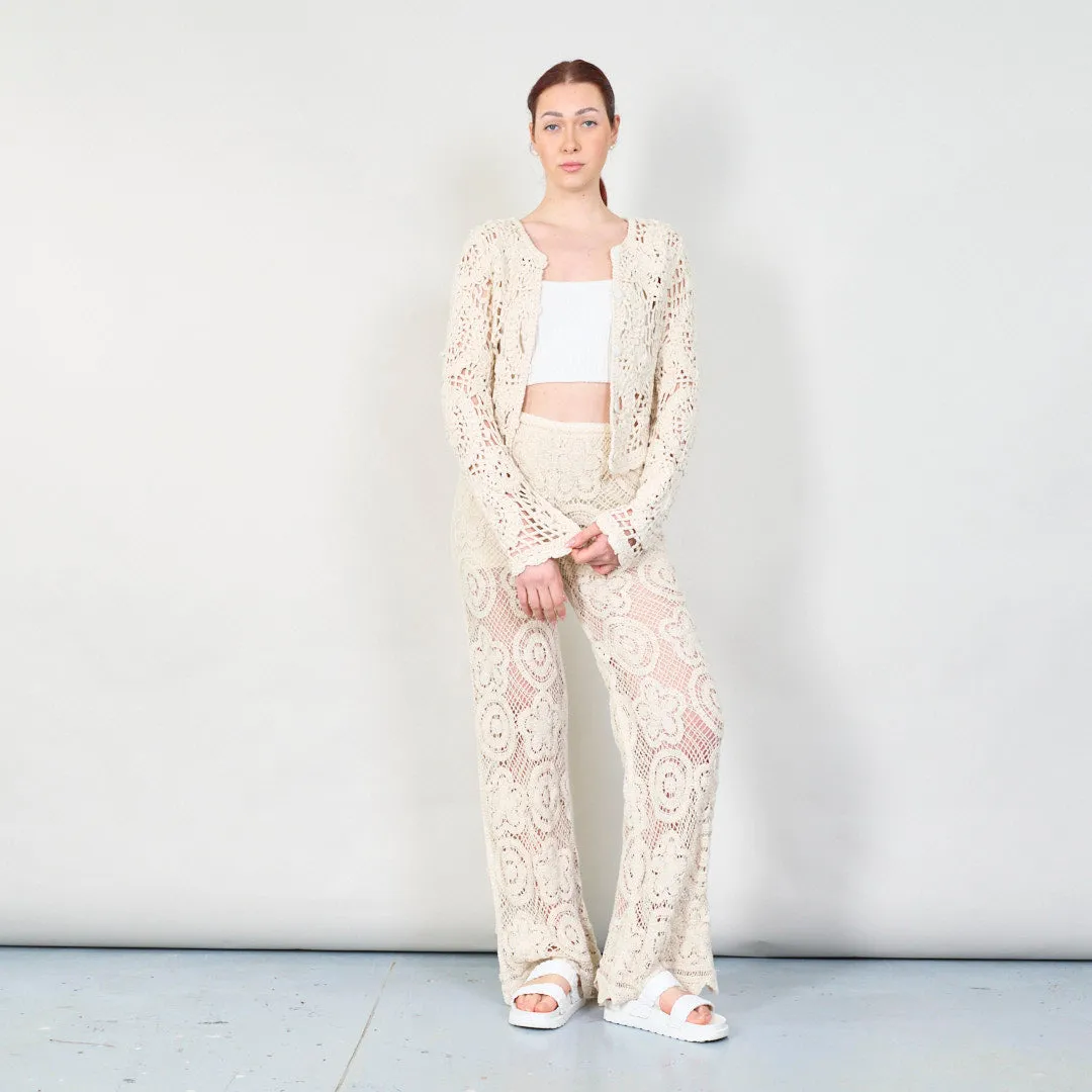 Handmade floral crochet cardigan with open front wholesale
