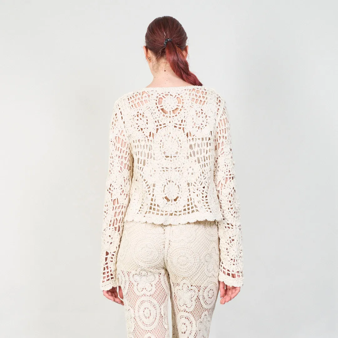 Handmade floral crochet cardigan with open front wholesale