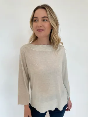 Hi Low Boatneck Sweater - Whisper