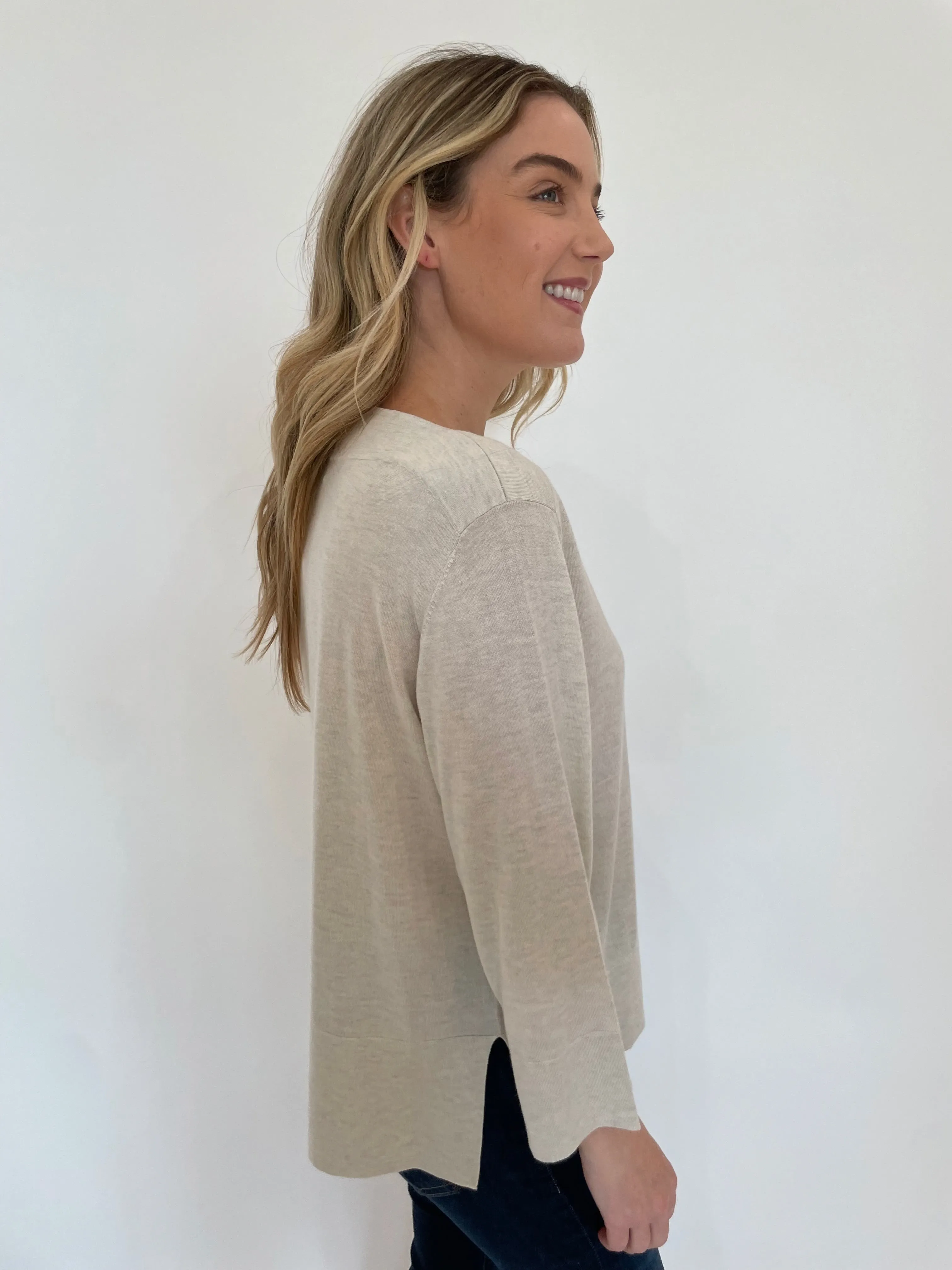 Hi Low Boatneck Sweater - Whisper