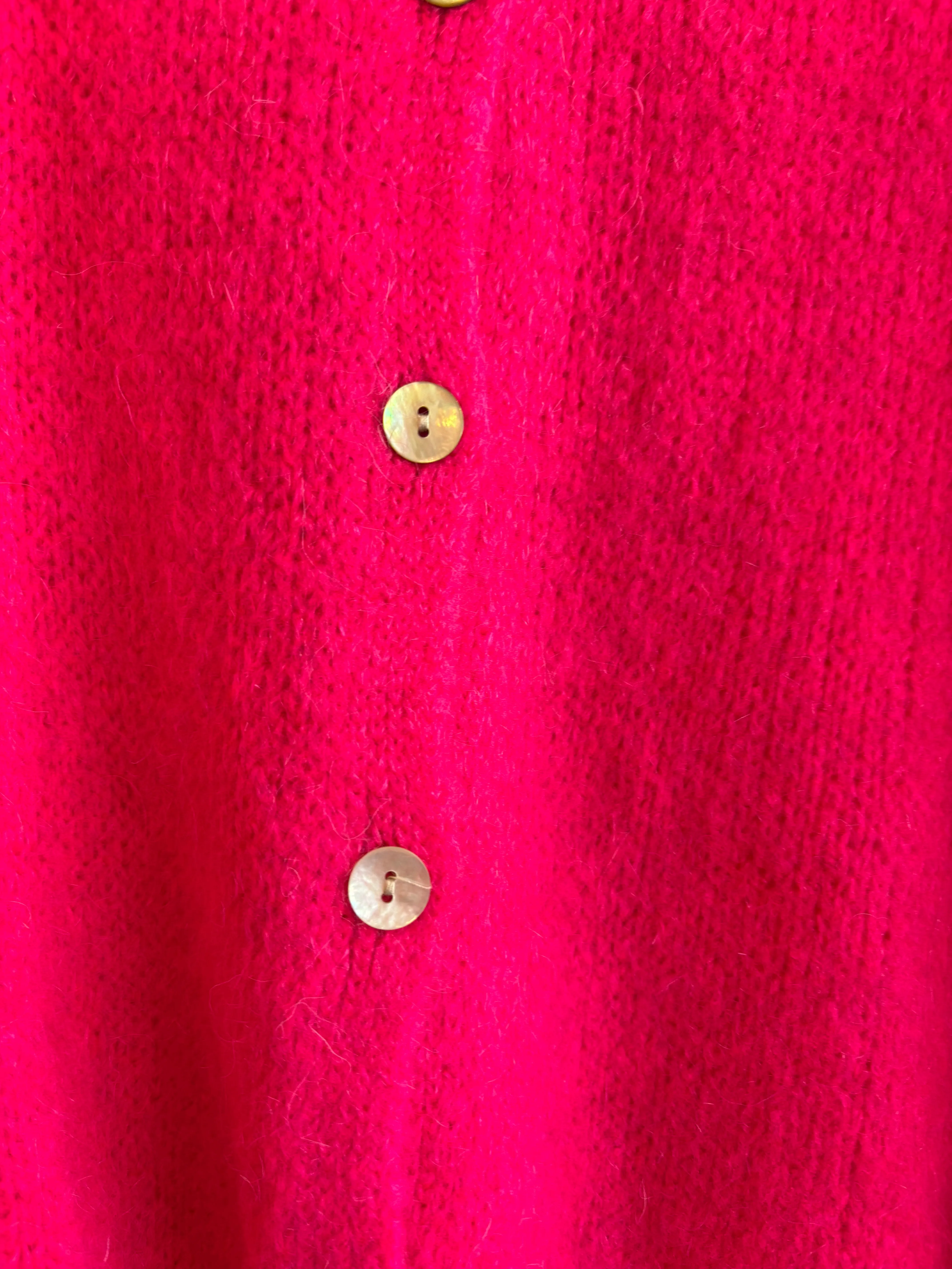 Hot Pink Long Sleeve Mohair Cardigan