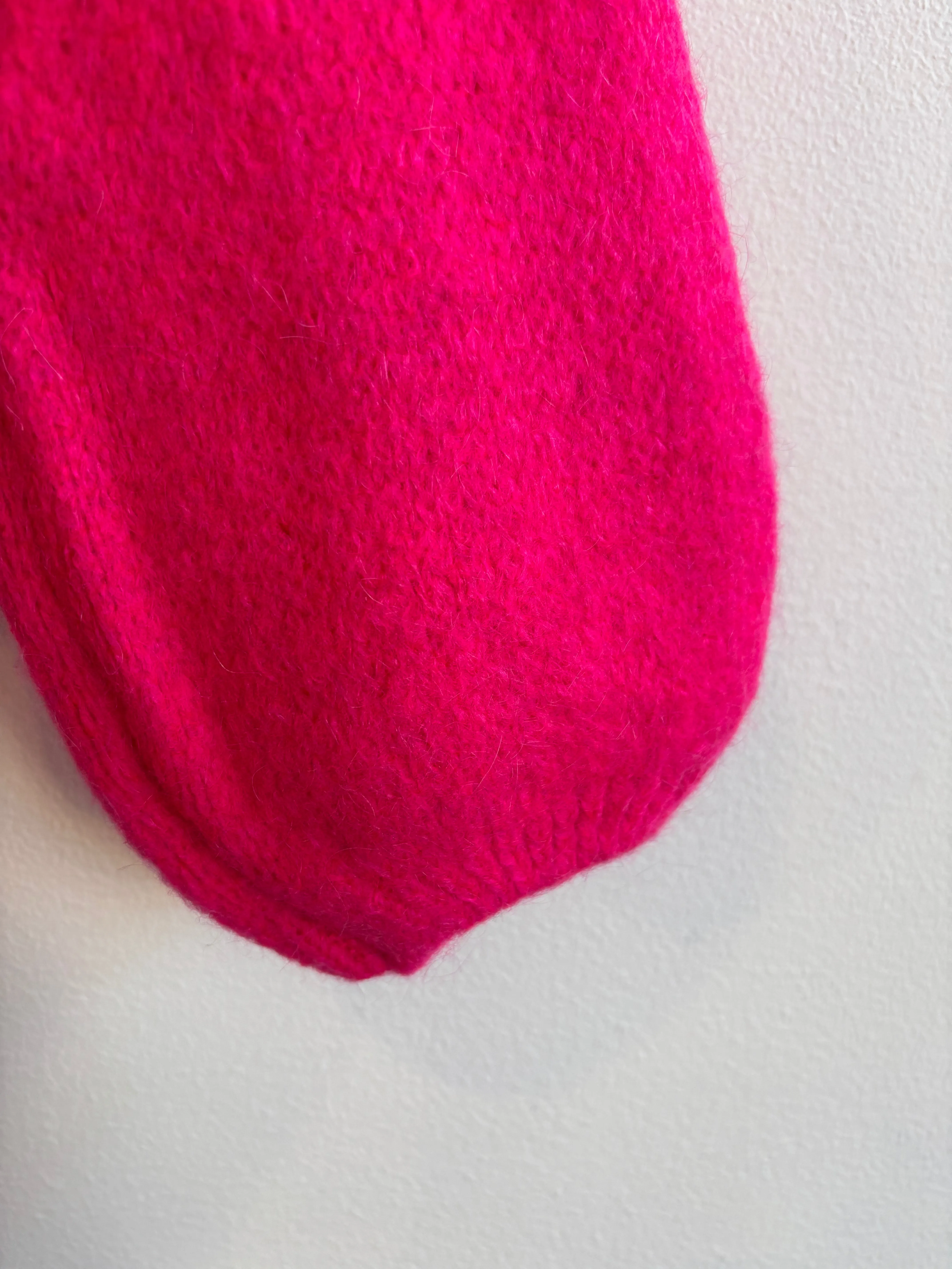 Hot Pink Long Sleeve Mohair Cardigan