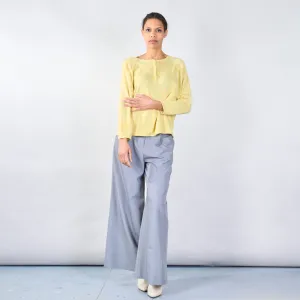 Knit top with button detail and wavy hem wholesale