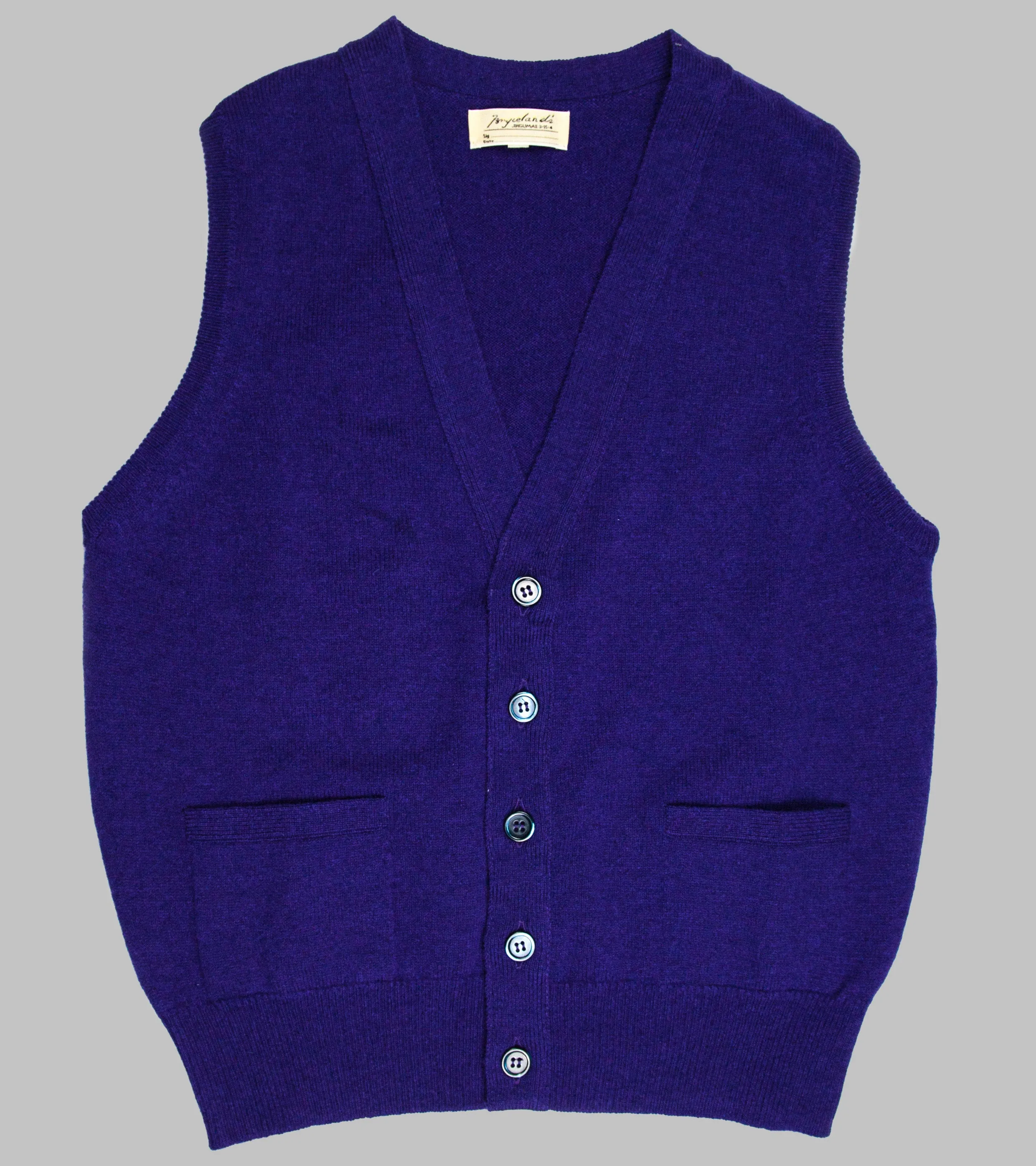 Lambswool Sleeveless Cardigan Purple