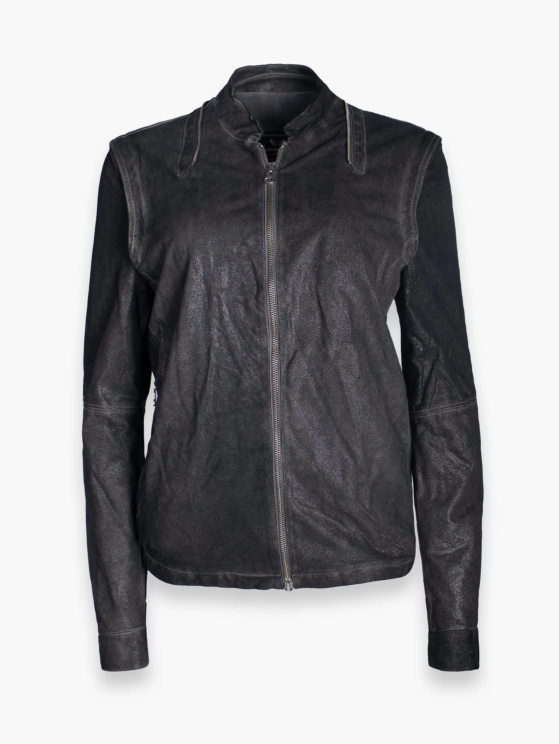 Leather Jacket with Adjustable Sleeves