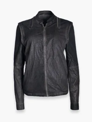 Leather Jacket with Adjustable Sleeves