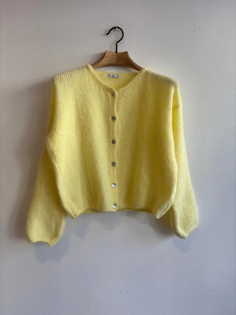 Lemon Long Sleeve Mohair Cardigan