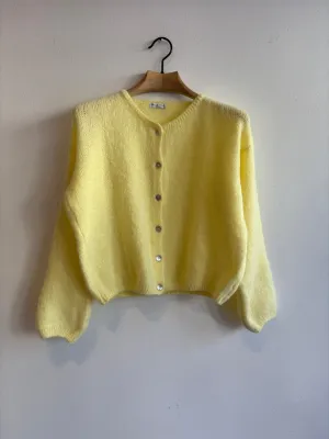Lemon Long Sleeve Mohair Cardigan