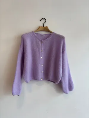 Lilac Long Sleeve Mohair Cardigan