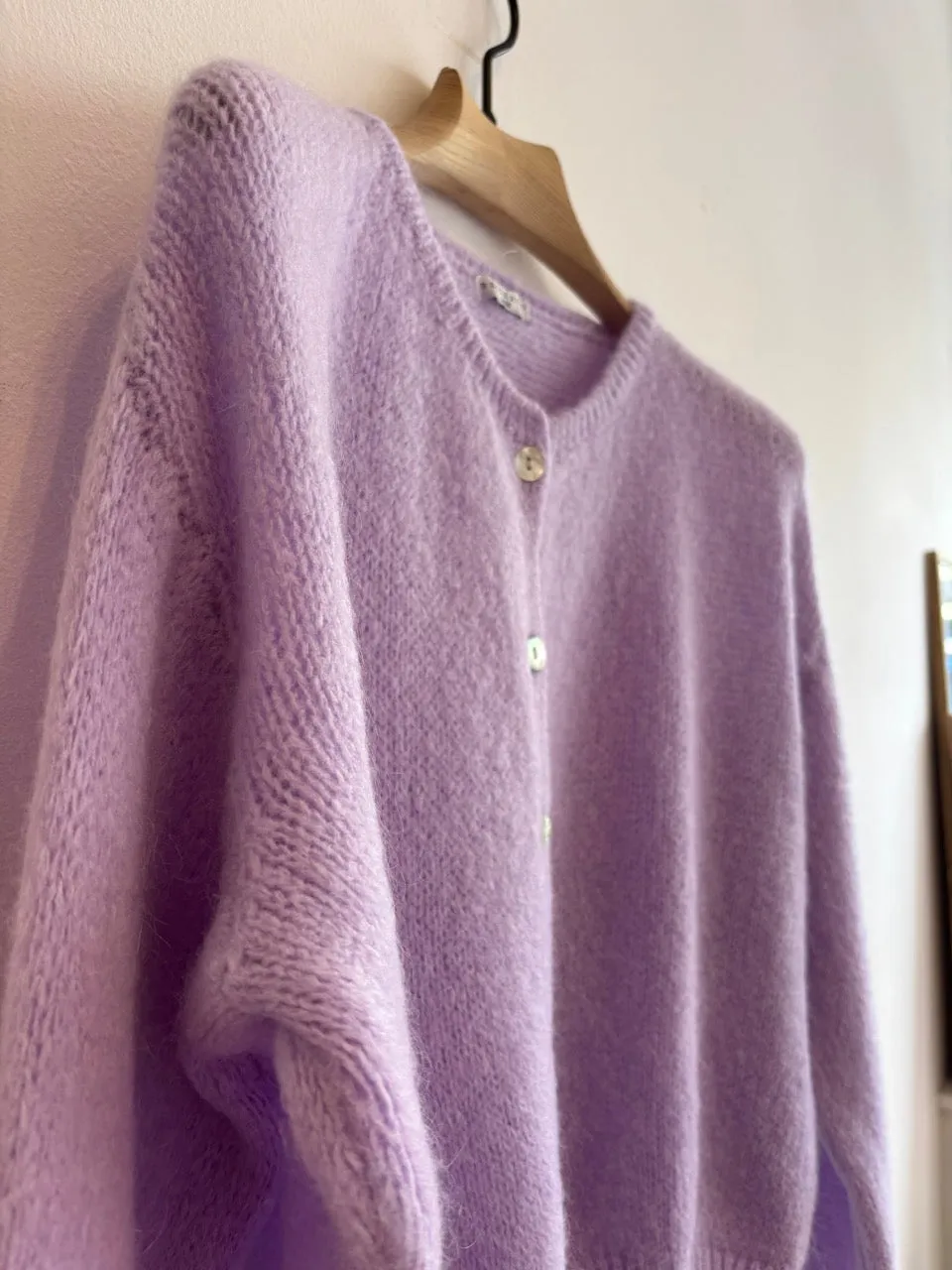 Lilac Long Sleeve Mohair Cardigan
