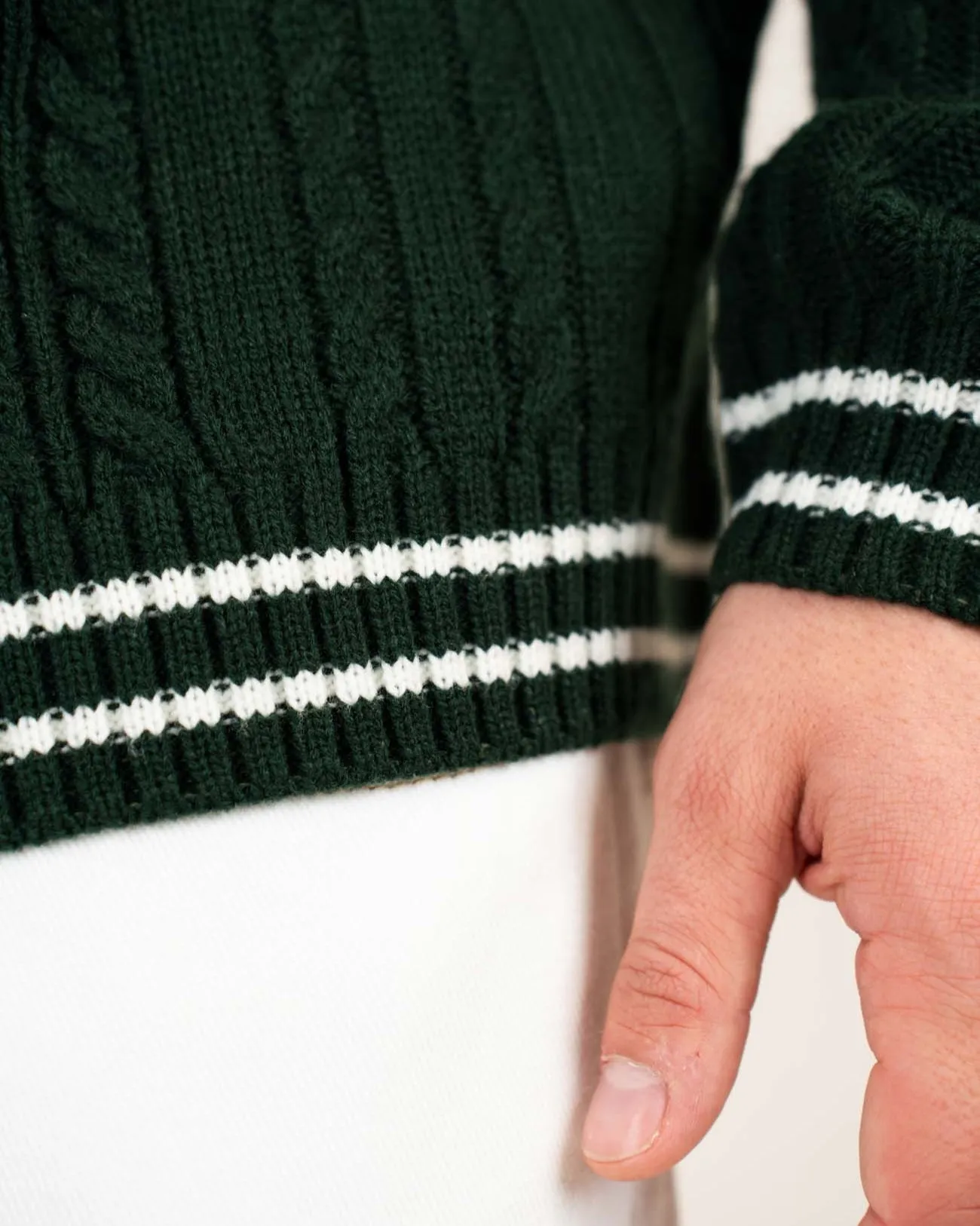 Long Sleeve Cable Knit Army
