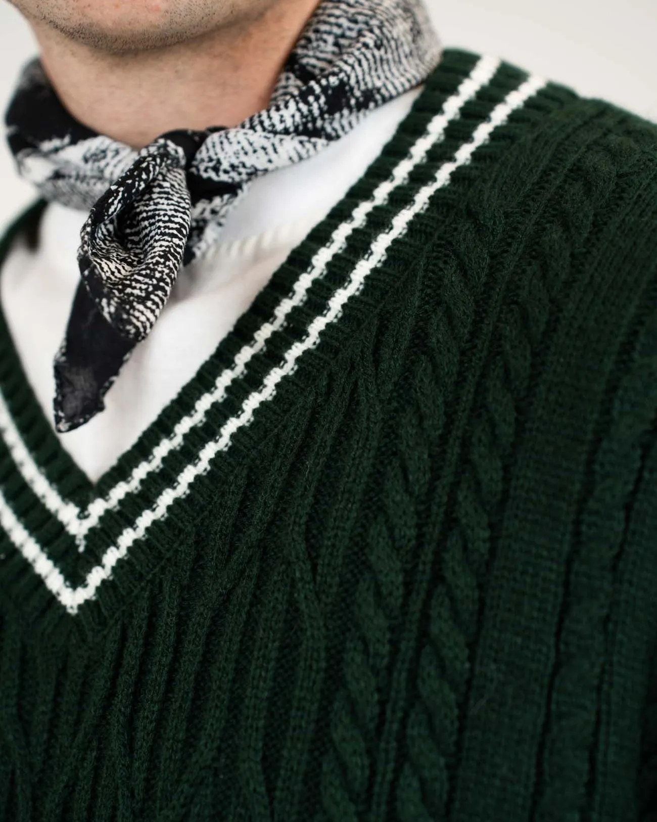 Long Sleeve Cable Knit Army